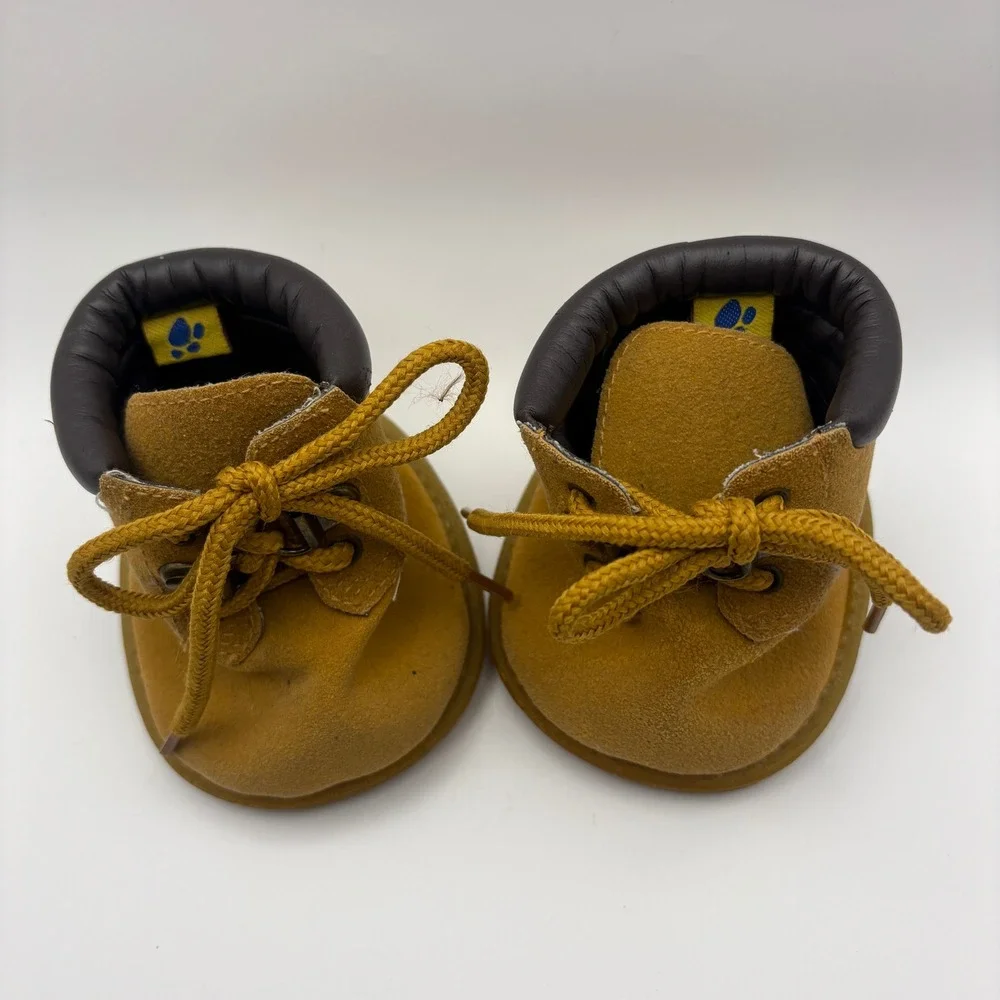 Build A Bear BABW Construction Work Boots Hiking Combat Tan Padded Collar